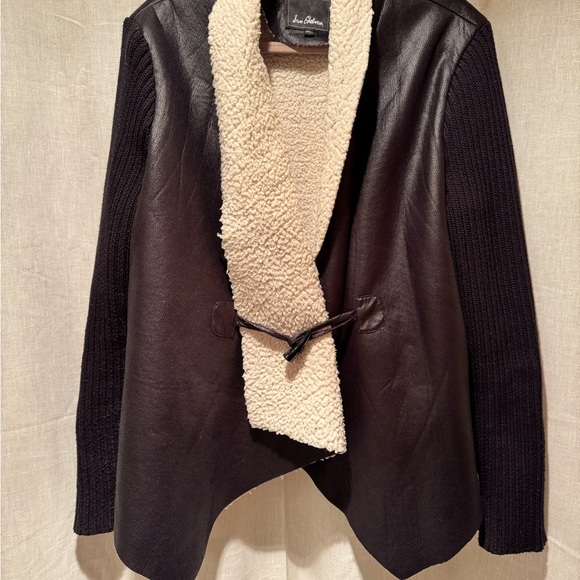 Sam Edelman Black and Cream Teddy Jacket with Waterfall Design - Picture 1 of 8